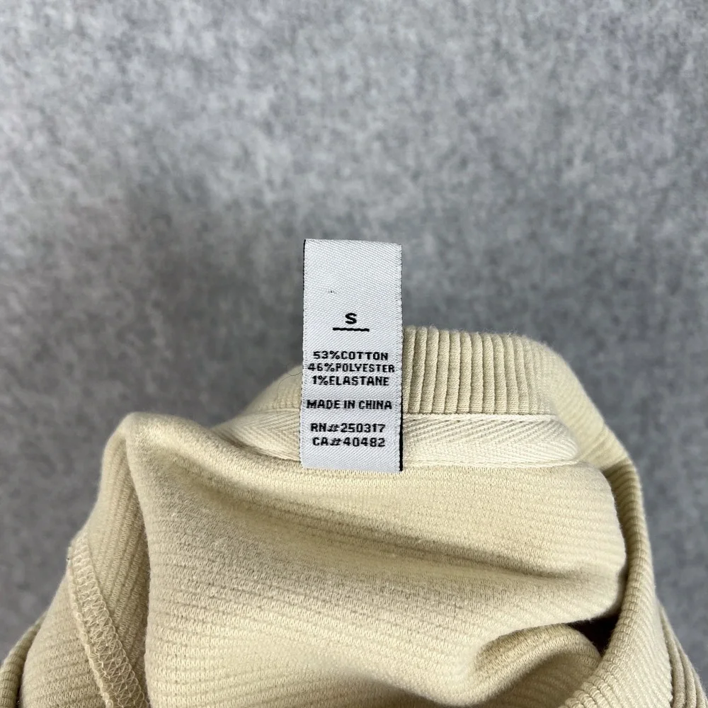 Varley Ivory Manning Ribbed Knit Side Zip Crewneck Sweatshirt Size Small - Picture 8 of 12